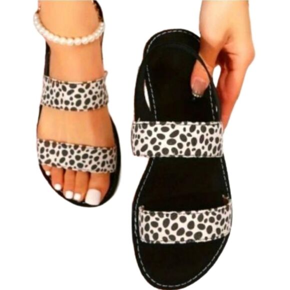 Women's printed double strap sandals sz 8.5 - Picture 1 of 3
